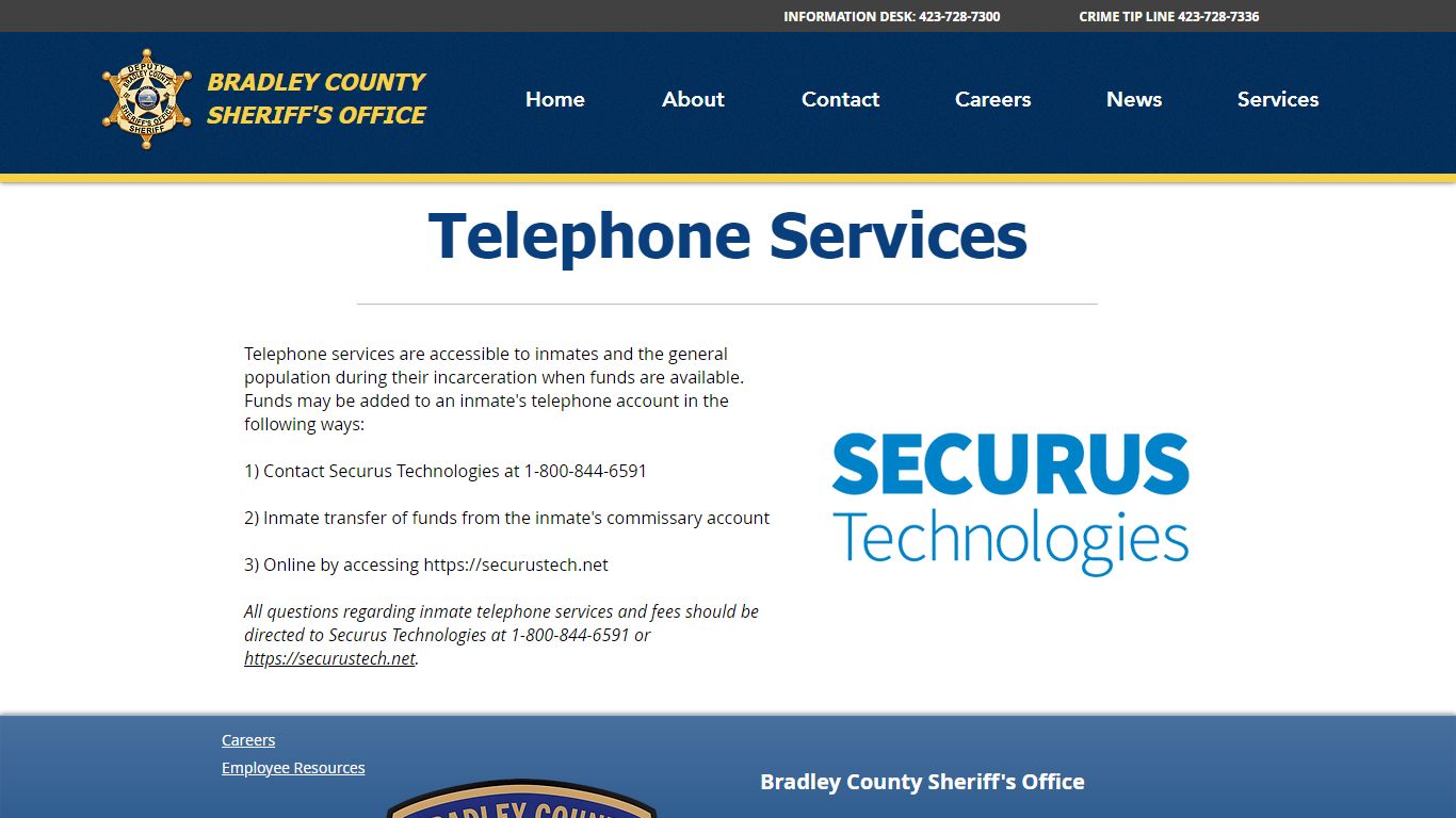 Telephone Services | BradleyCountySheriff - BCSO